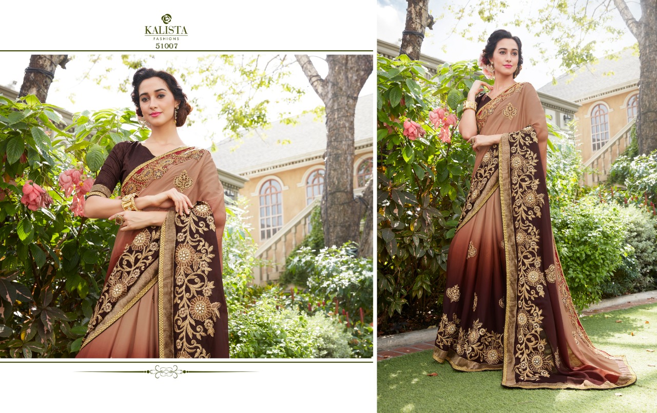 Kalista Dream Collection Georgette Embroidery Work Exclusive Fancy Saree