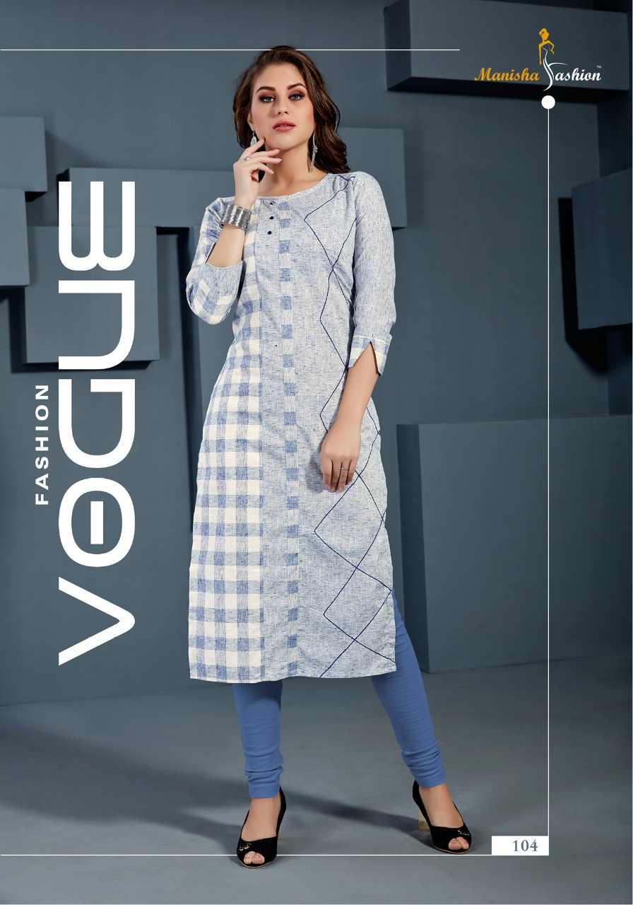 Manisha Fashion Mannat Cotton Checks Long Casual Wear Kurti Catalogue