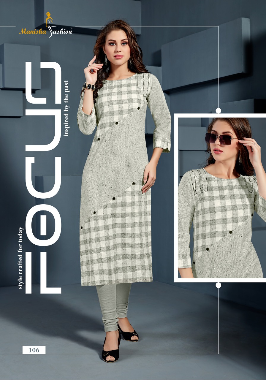 Manisha Fashion Mannat Cotton Checks Long Casual Wear Kurti Catalogue