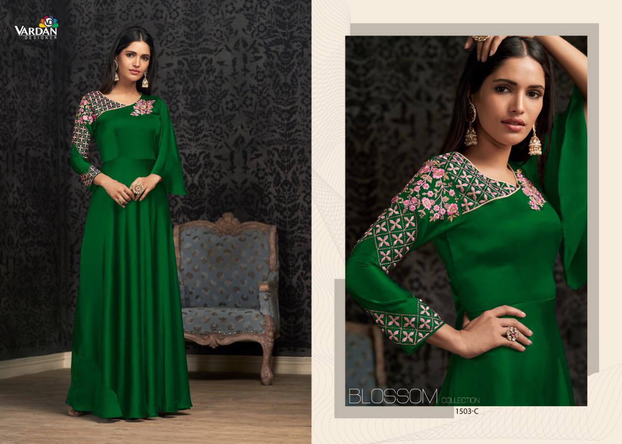 Navya Vol 15 Gold By Vardan Designer Georgette Embroidery Work Long Gown Collection