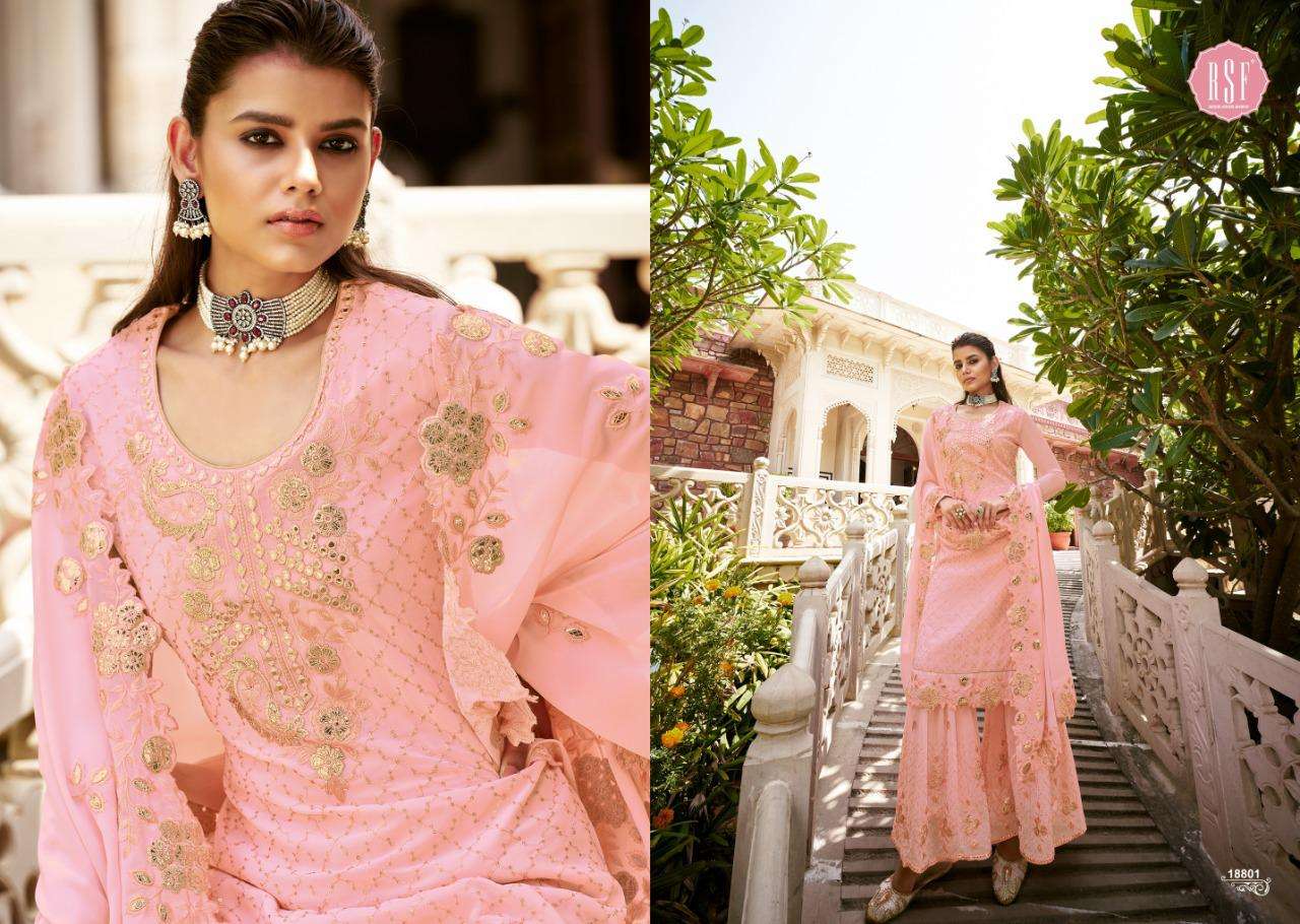 Rsf Present Noor Georgette Heavy Embroidery Sharara Style Salwar Kameez