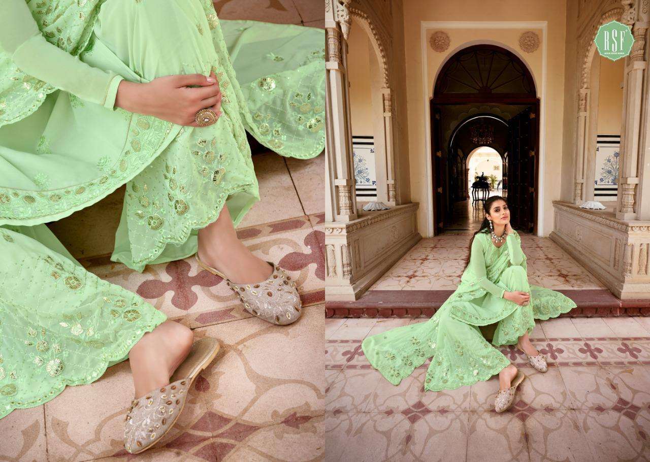 Rsf Present Noor Georgette Heavy Embroidery Sharara Style Salwar Kameez