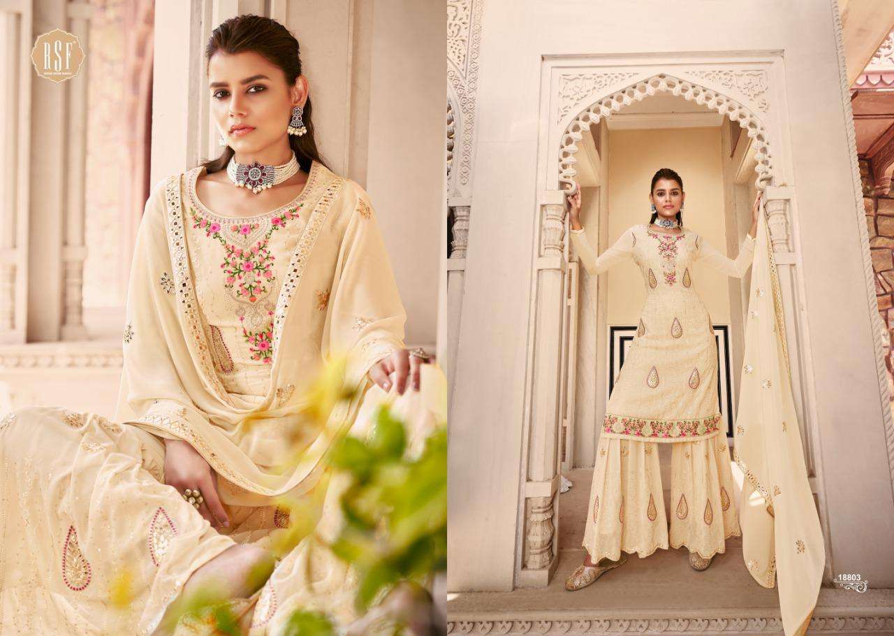 Rsf Present Noor Georgette Heavy Embroidery Sharara Style Salwar Kameez