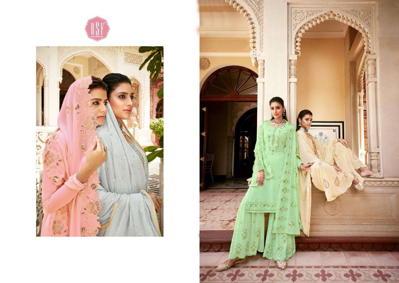 Rsf Present Noor Georgette Heavy Embroidery Sharara Style Salwar Kameez