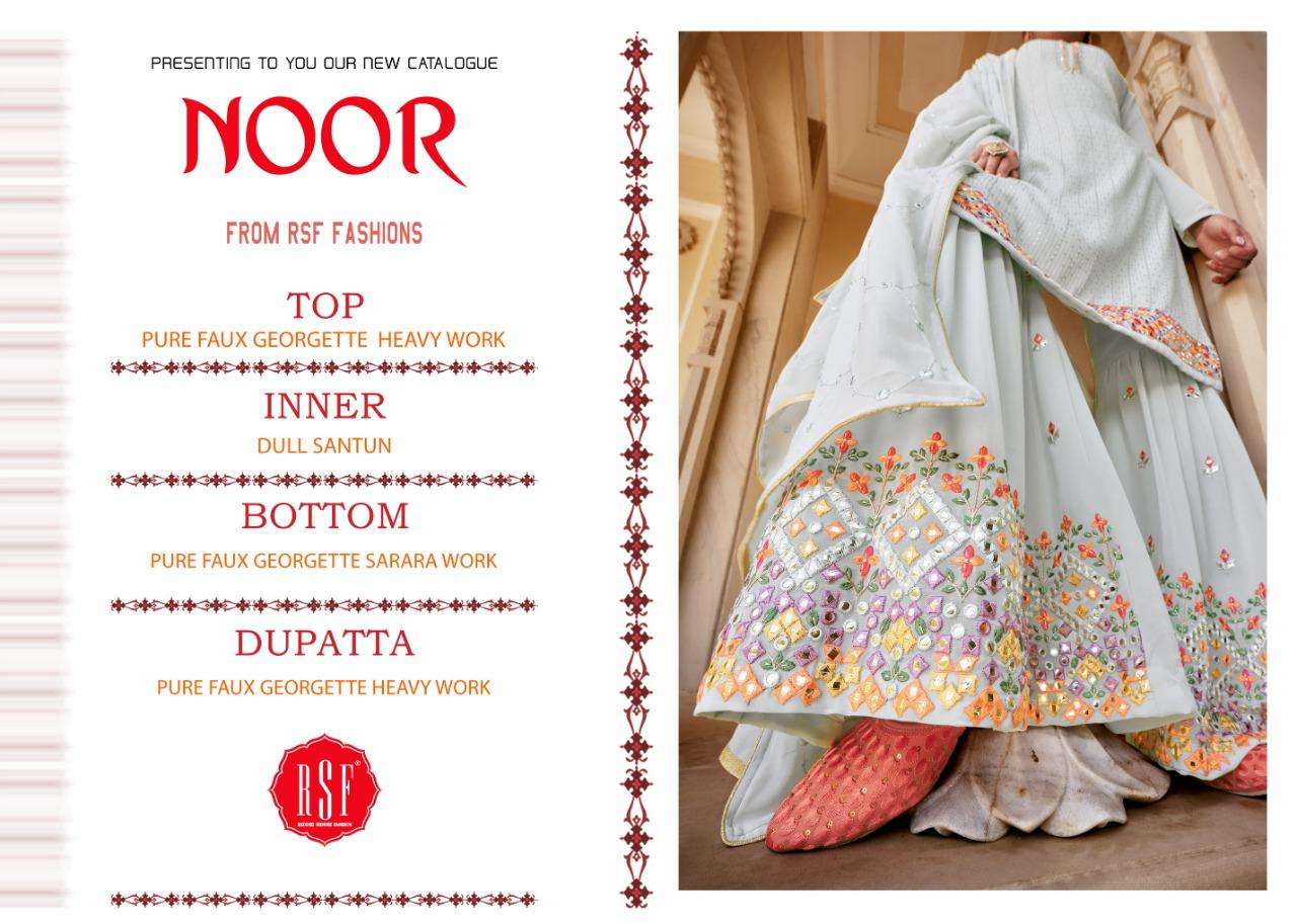 Rsf Present Noor Georgette Heavy Embroidery Sharara Style Salwar Kameez