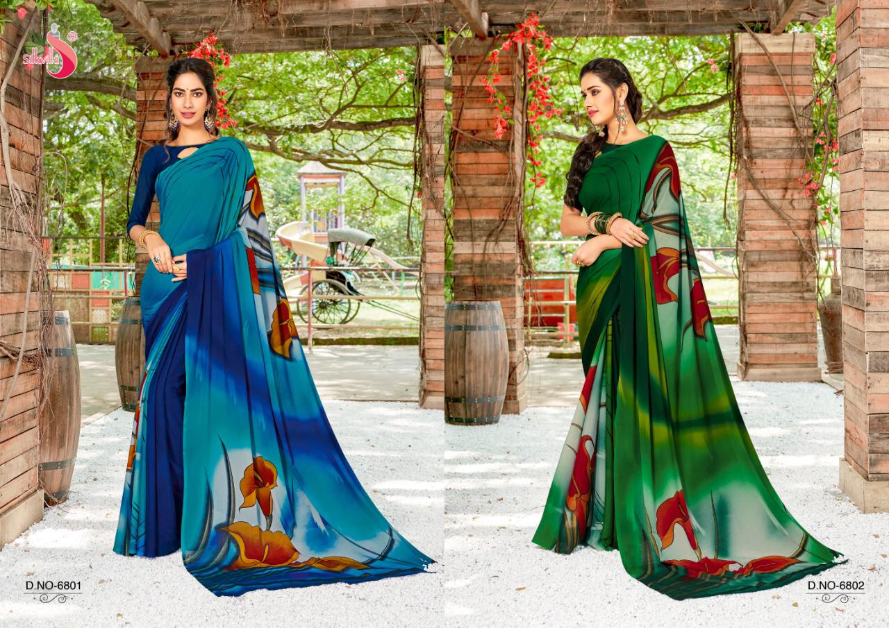 Silkvilla Kia Pure Crepe Colorful Printed Saris Buy Online Shopping