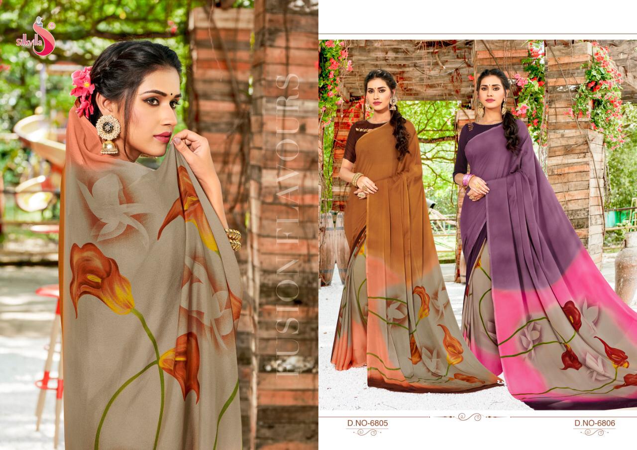 Silkvilla Kia Pure Crepe Colorful Printed Saris Buy Online Shopping
