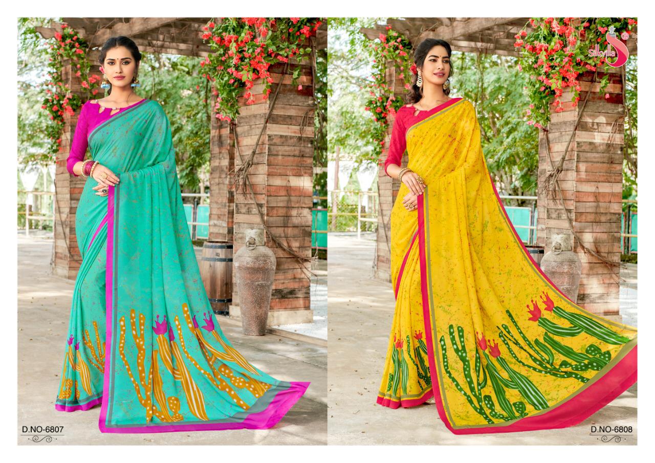 Silkvilla Kia Pure Crepe Colorful Printed Saris Buy Online Shopping