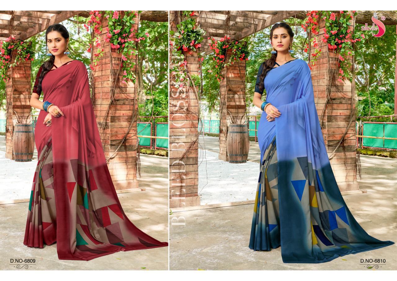 Silkvilla Kia Pure Crepe Colorful Printed Saris Buy Online Shopping
