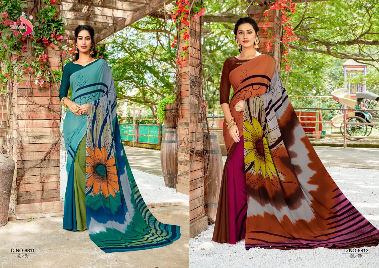 Silkvilla Kia Pure Crepe Colorful Printed Saris Buy Online Shopping