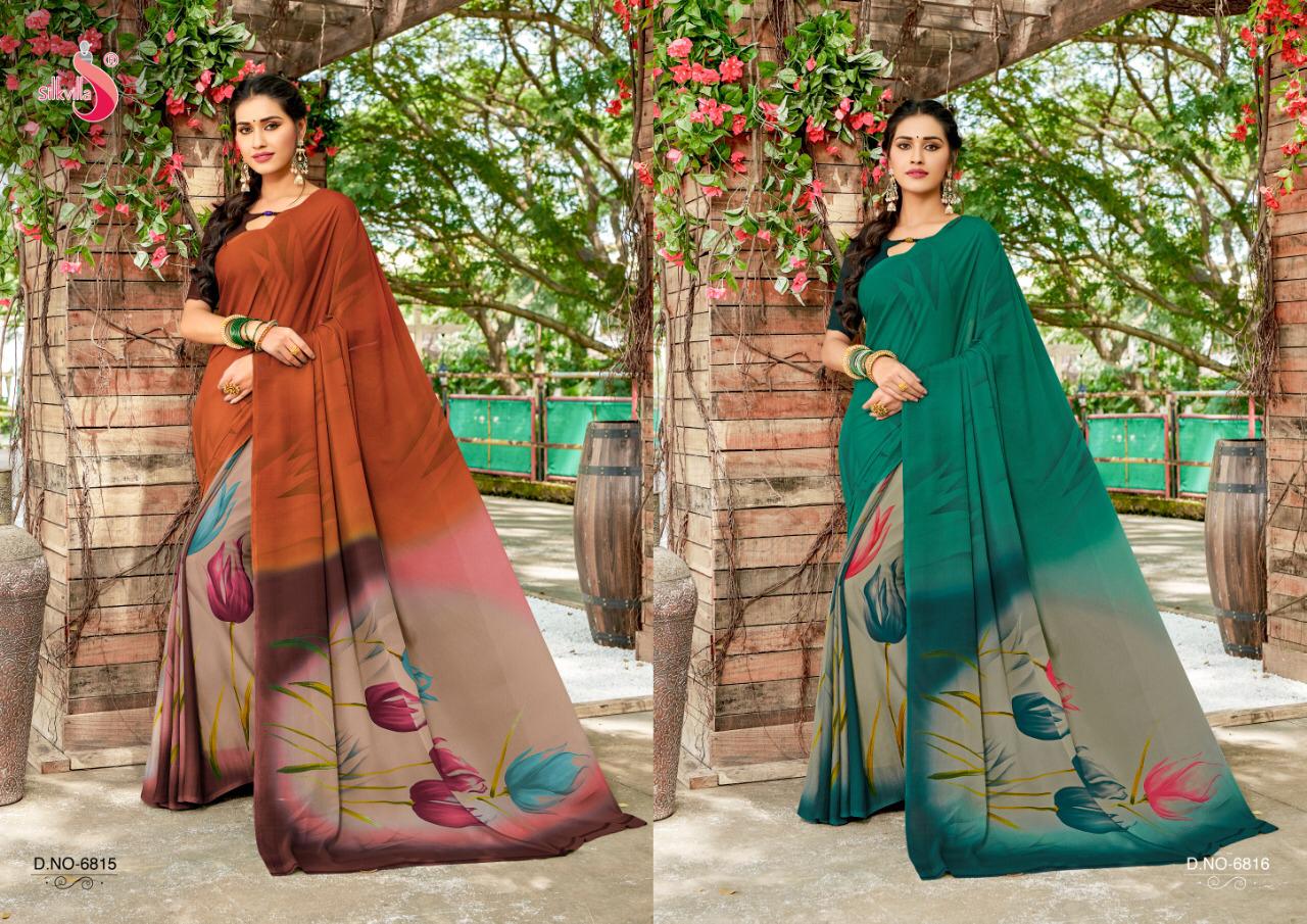 Silkvilla Kia Pure Crepe Colorful Printed Saris Buy Online Shopping