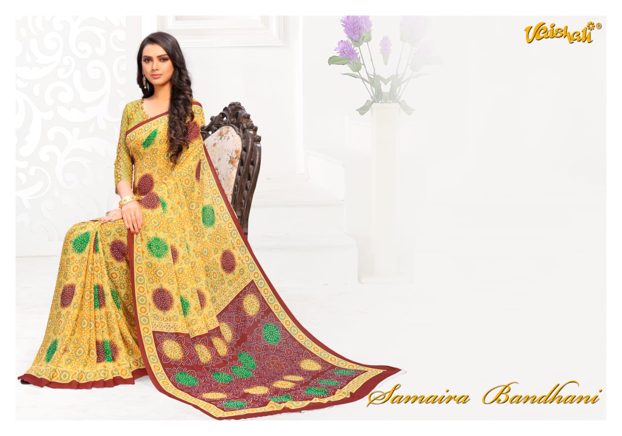 Vaishali Fashion Samaira Bandhani Digital Printed Bandhej Style Saree Catalogue