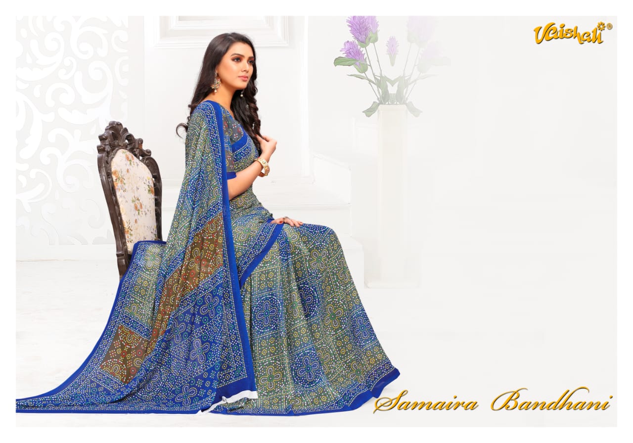 Vaishali Fashion Samaira Bandhani Digital Printed Bandhej Style Saree Catalogue