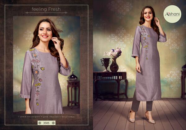 Aishani By Ambika Present Parsiya Silk Heavy Look Kurti Online Shopping