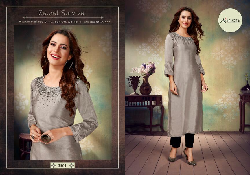 Aishani By Ambika Present Parsiya Silk Heavy Look Kurti Online Shopping