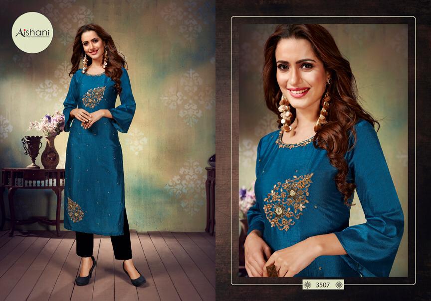 Aishani By Ambika Present Parsiya Silk Heavy Look Kurti Online Shopping