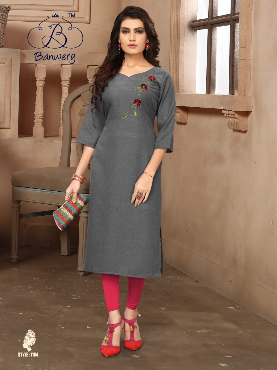 Banwery Present Blend Cotton Work Formal Style Kurti Catalogue
