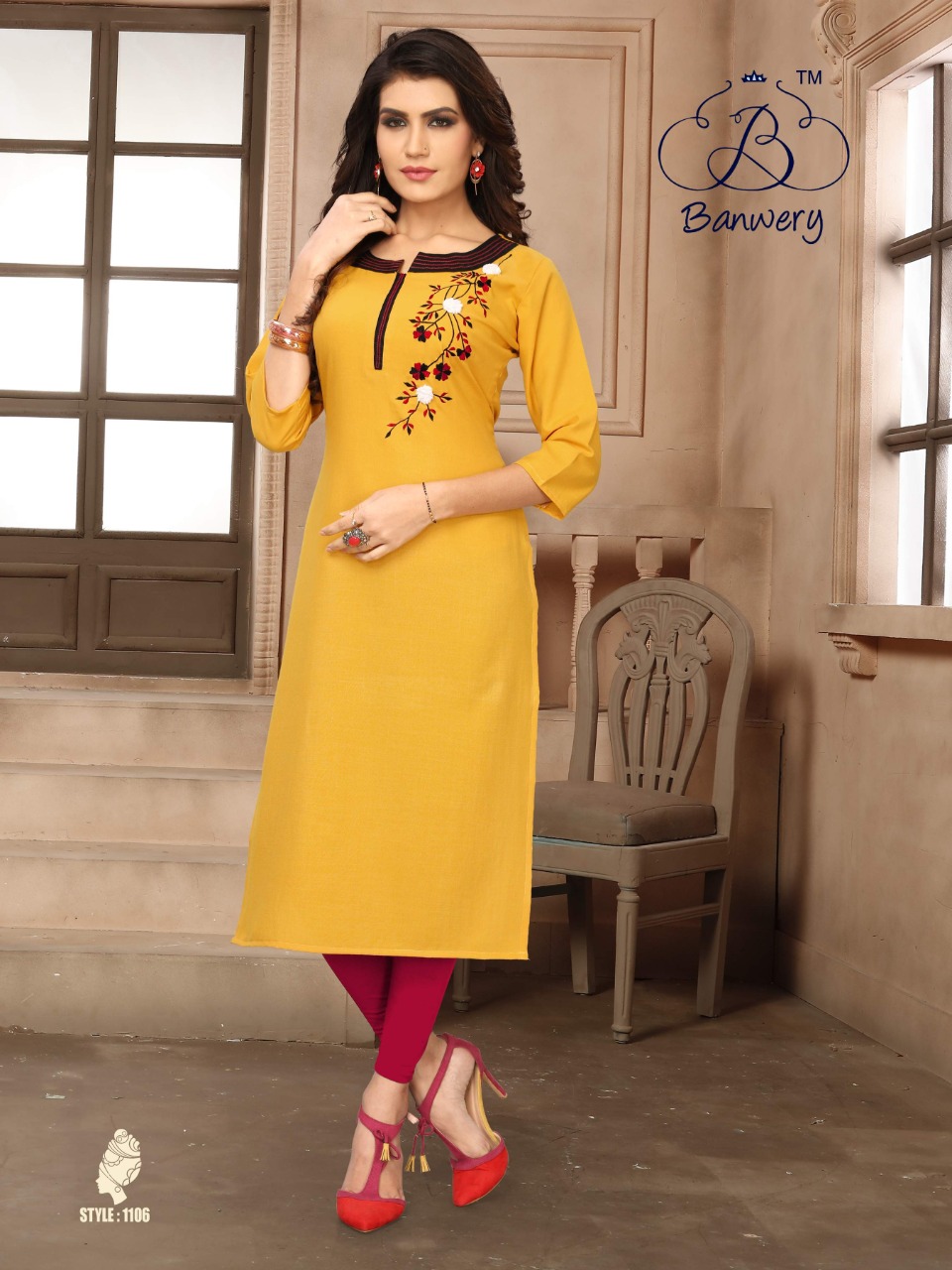 Banwery Present Blend Cotton Work Formal Style Kurti Catalogue