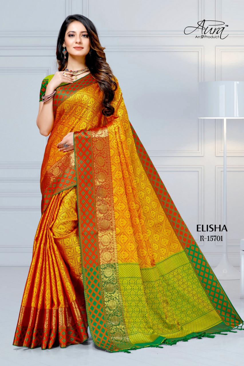 Elisha By Aura Saree Ethnic Wear Silk Saree Authorized Supplier In Surat Market