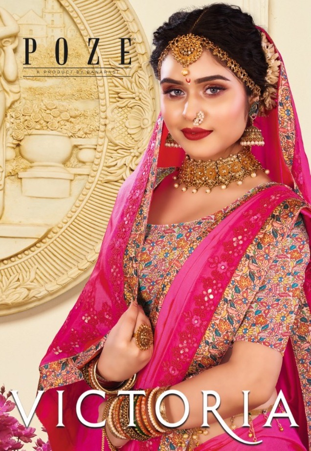 Patang Saree Present Poze Victoria Embroidery With Digital Border Party Wear Saree