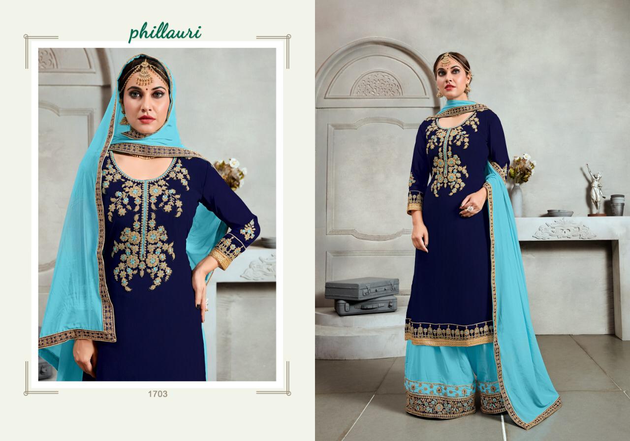 Phillauri Vol 17 By Kesari Exports Georgette Embroidery Sharara Style Dress Materials
