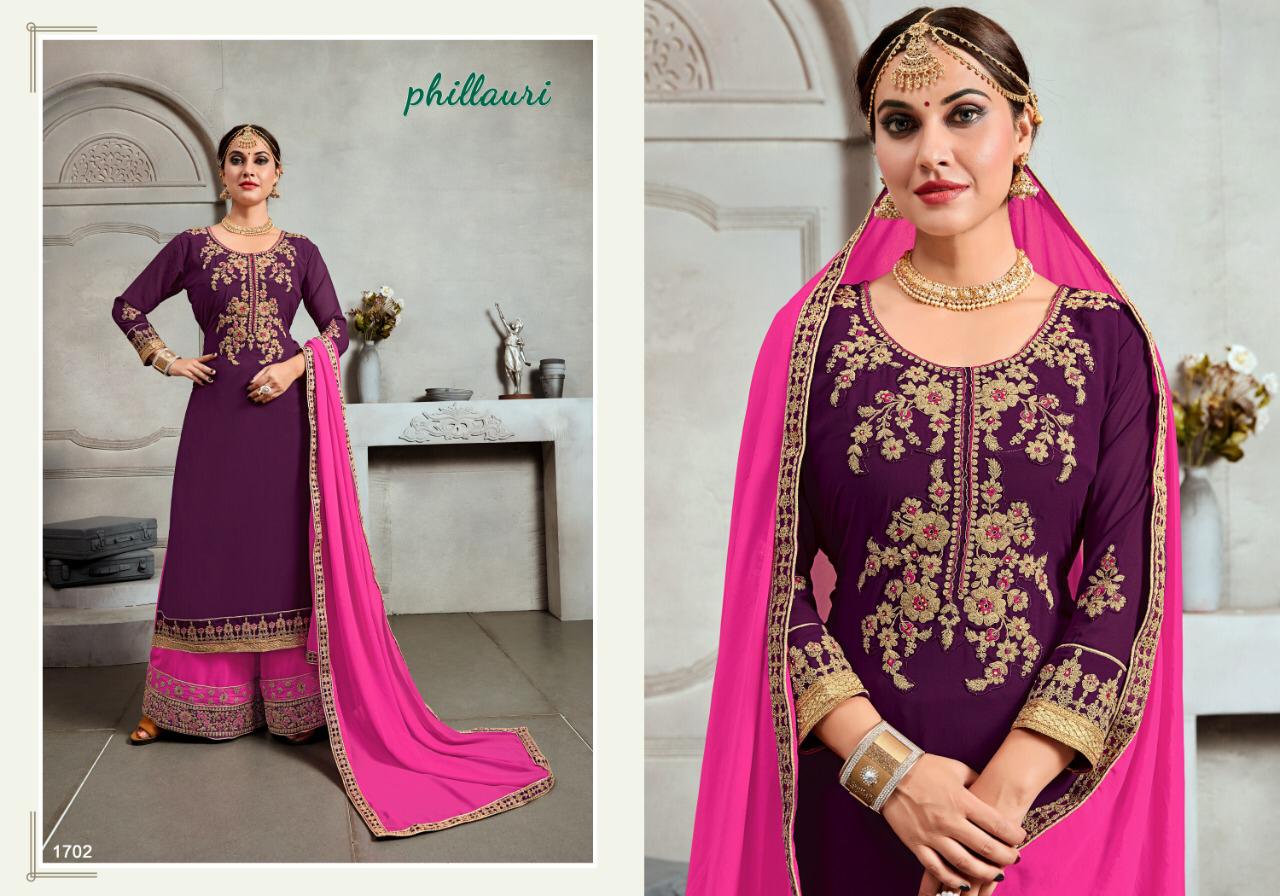 Phillauri Vol 17 By Kesari Exports Georgette Embroidery Sharara Style Dress Materials