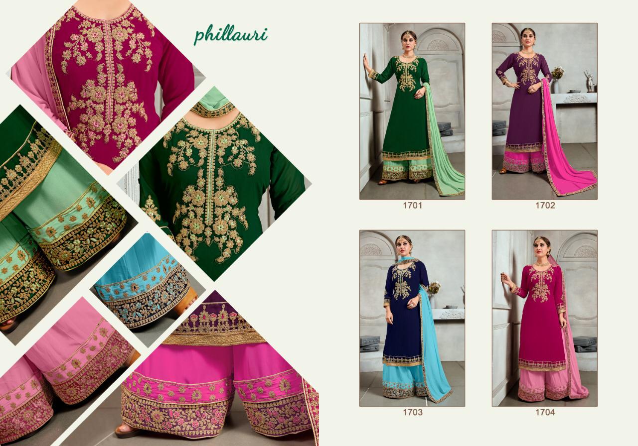 Phillauri Vol 17 By Kesari Exports Georgette Embroidery Sharara Style Dress Materials