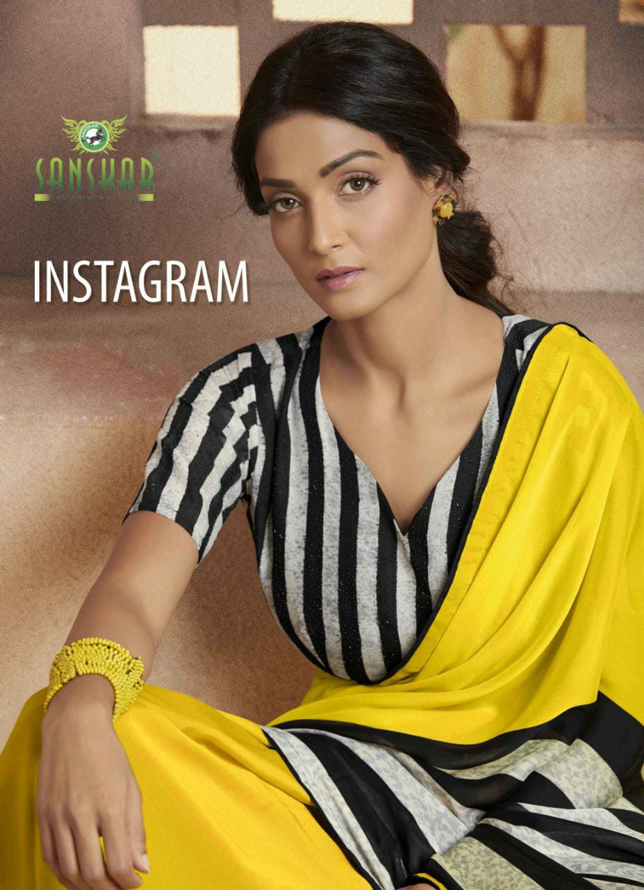 Sanskar Present Instagram Georgette Printed Good Looking Designer Saree