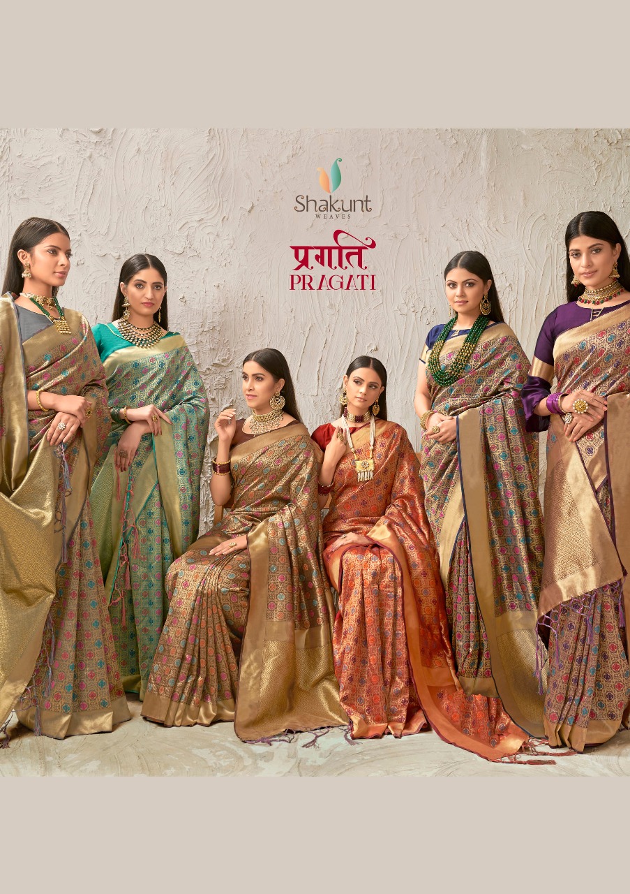 Shakunt Present Pragati Ethnic Wear Heavy Look Silk Saree Online Shopping