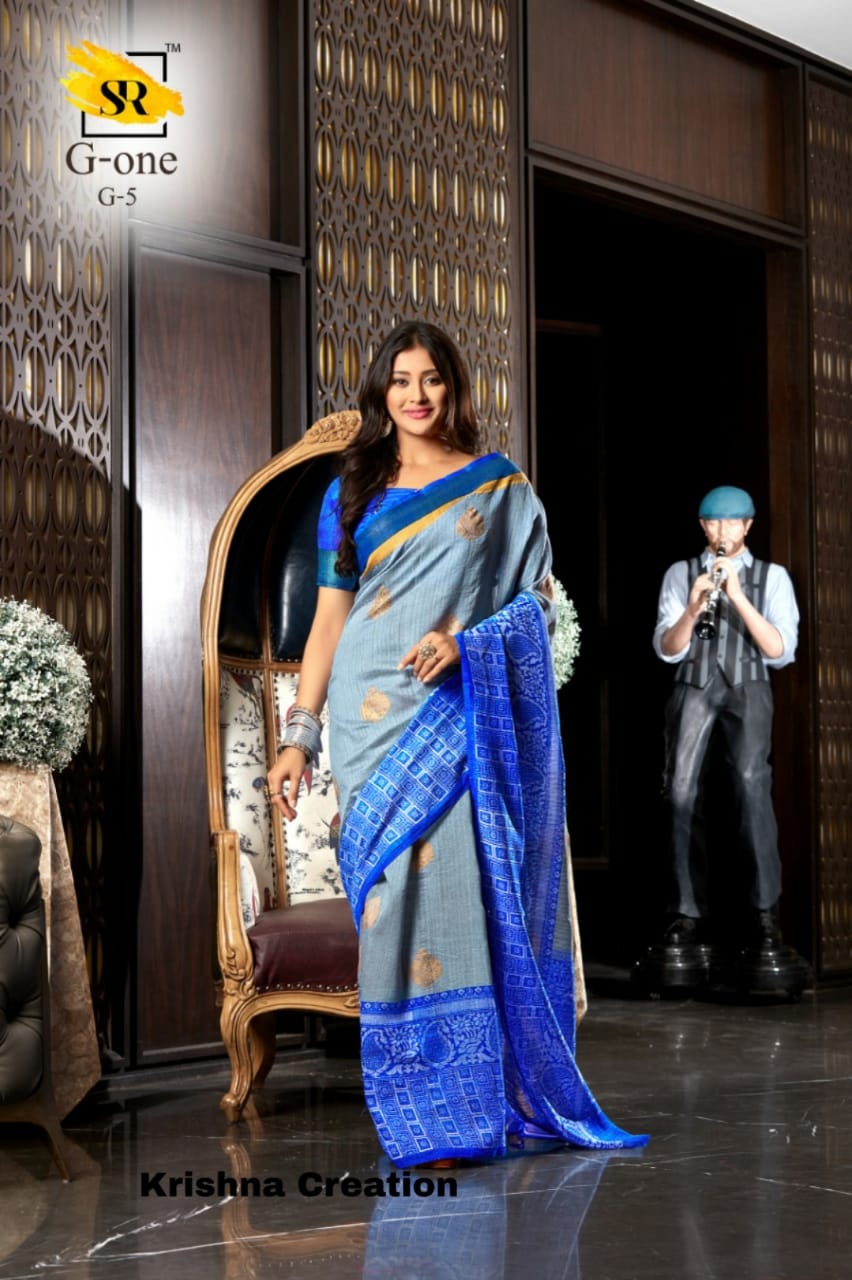 Sr Brand Launch G One Cotton Fancy Fabrics Sarees Authorized Supplier In Surat