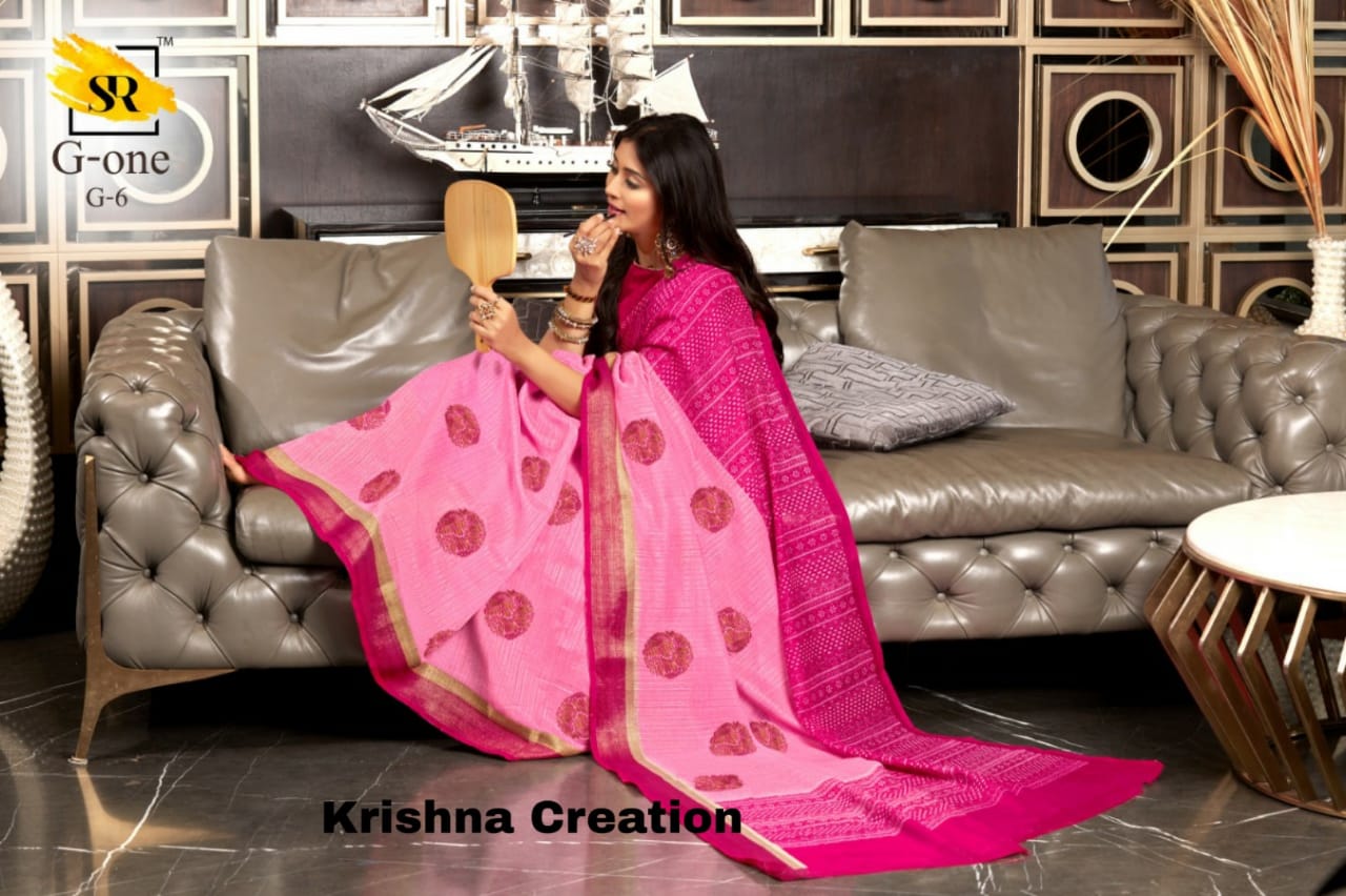 Sr Brand Launch G One Cotton Fancy Fabrics Sarees Authorized Supplier In Surat