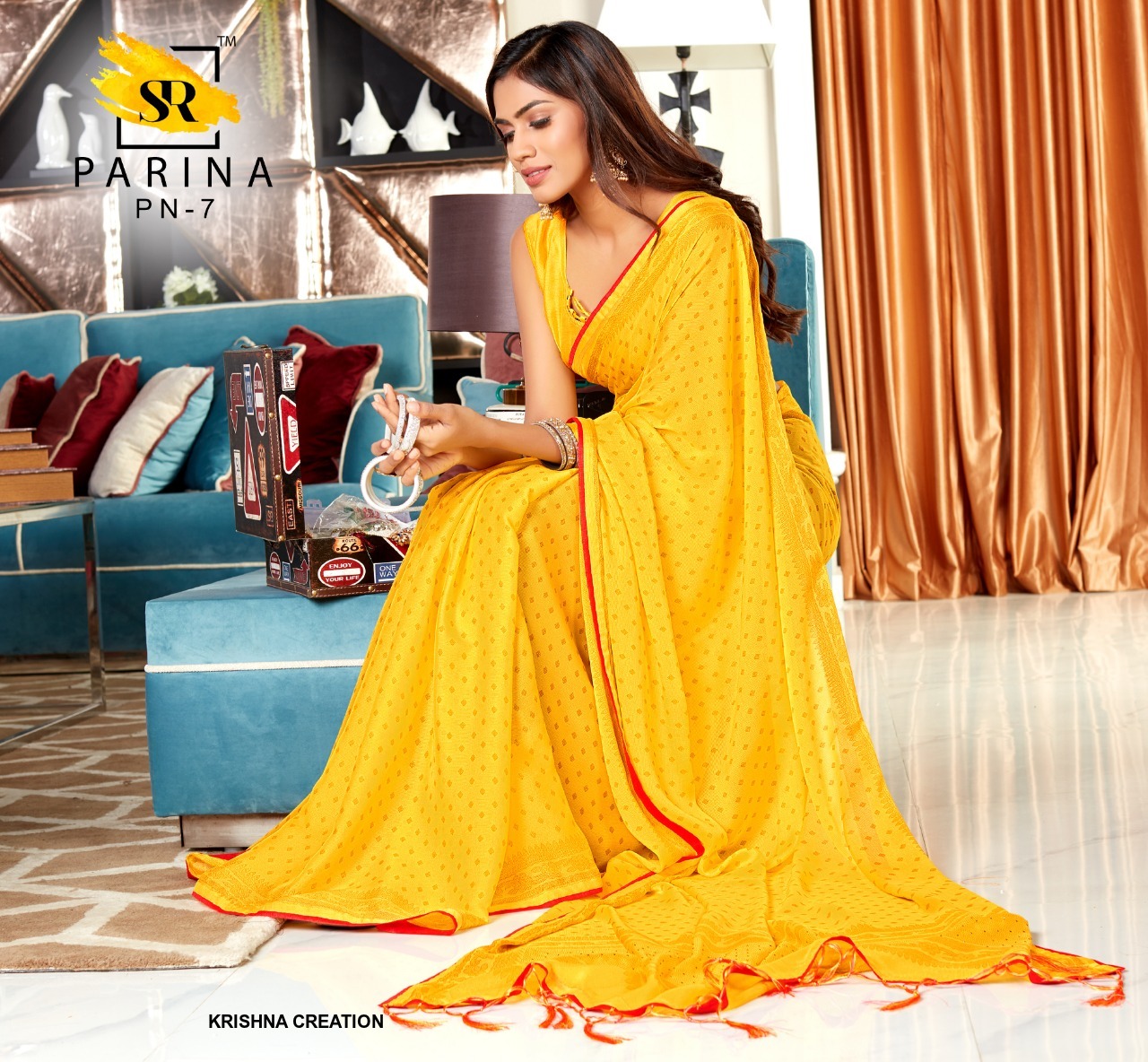 Sr Brand Parina Bright Chiffon Fancy Latest Sarees Buy Online At Best Prices In India
