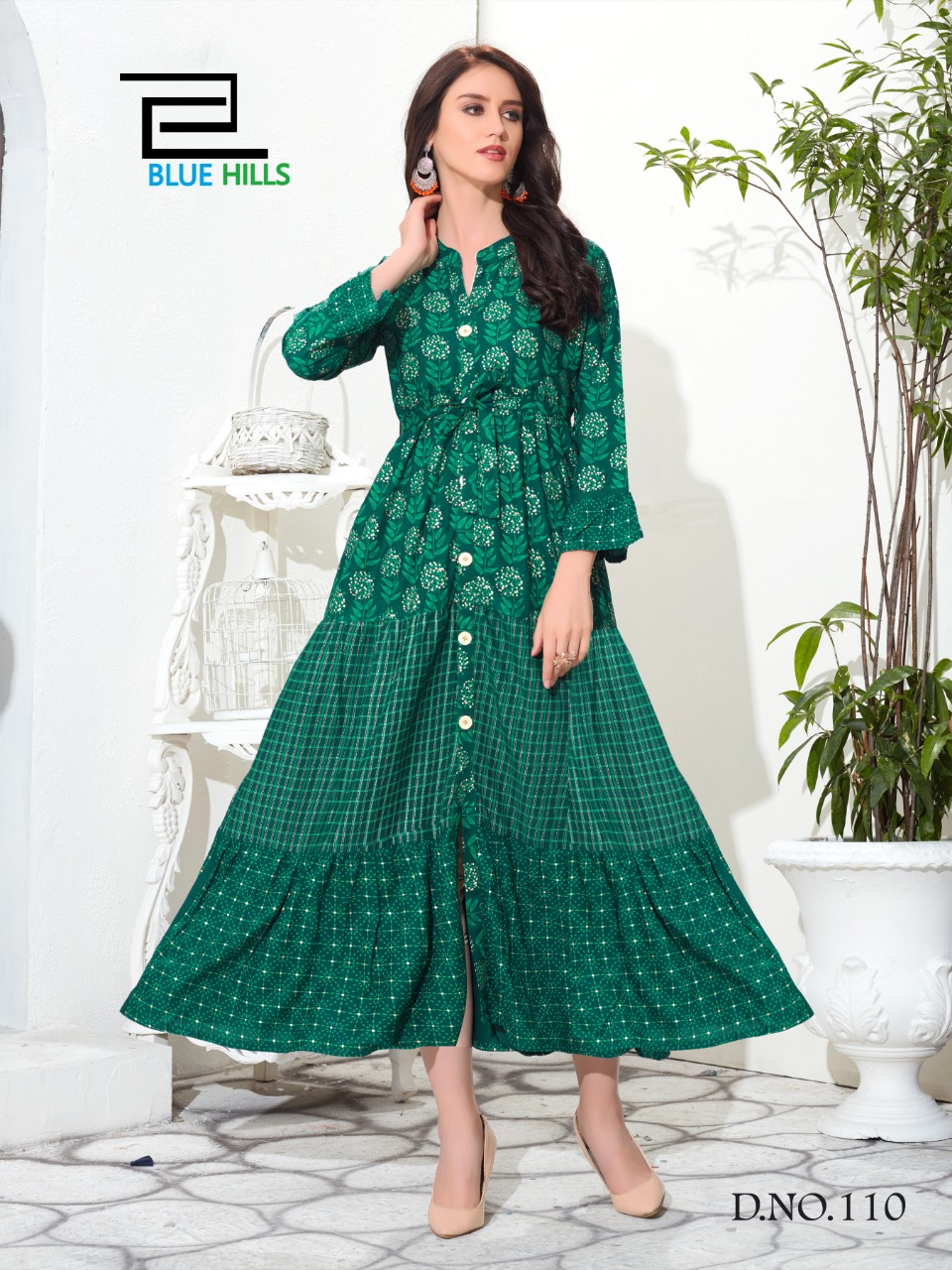 Bournville By Blue Hills Rayon Multi Color Long Gown Kurti Designs