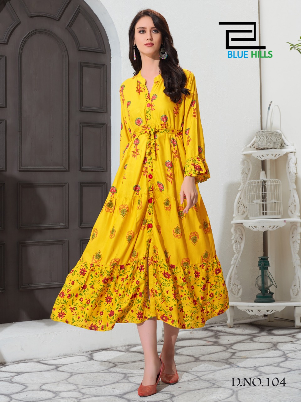 Bournville By Blue Hills Rayon Multi Color Long Gown Kurti Designs