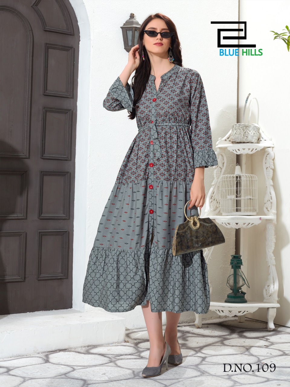 Bournville By Blue Hills Rayon Multi Color Long Gown Kurti Designs