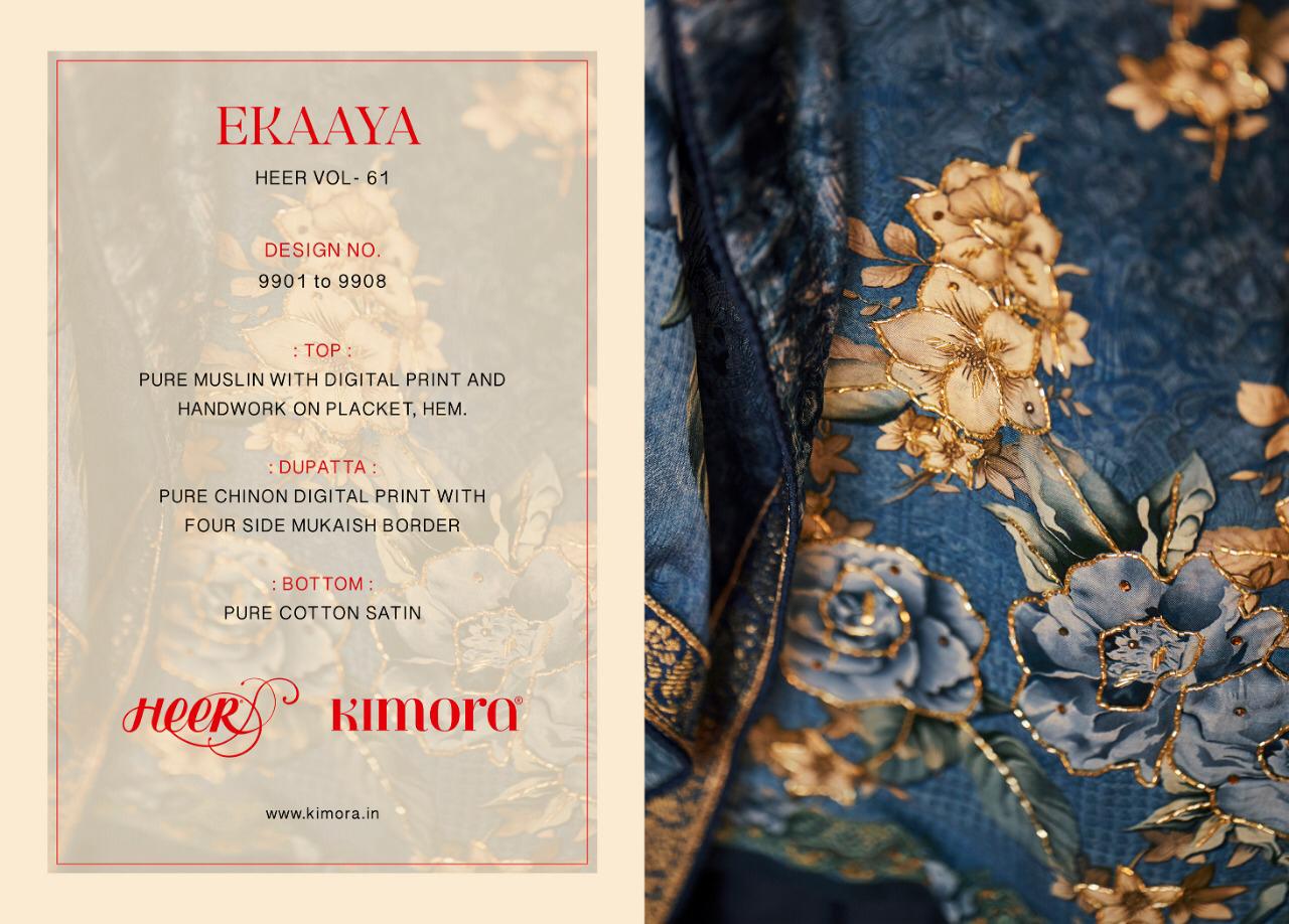 Kimora Ekaaya Heer Vol 61 Muslin Digital Printed Handwork Salwar Suit