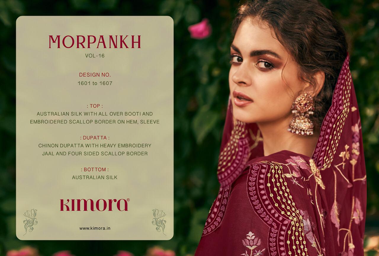 Morpankh Vol 16 By Kimora 1601-1607 Series Silk Embroidery Salwar Kameez