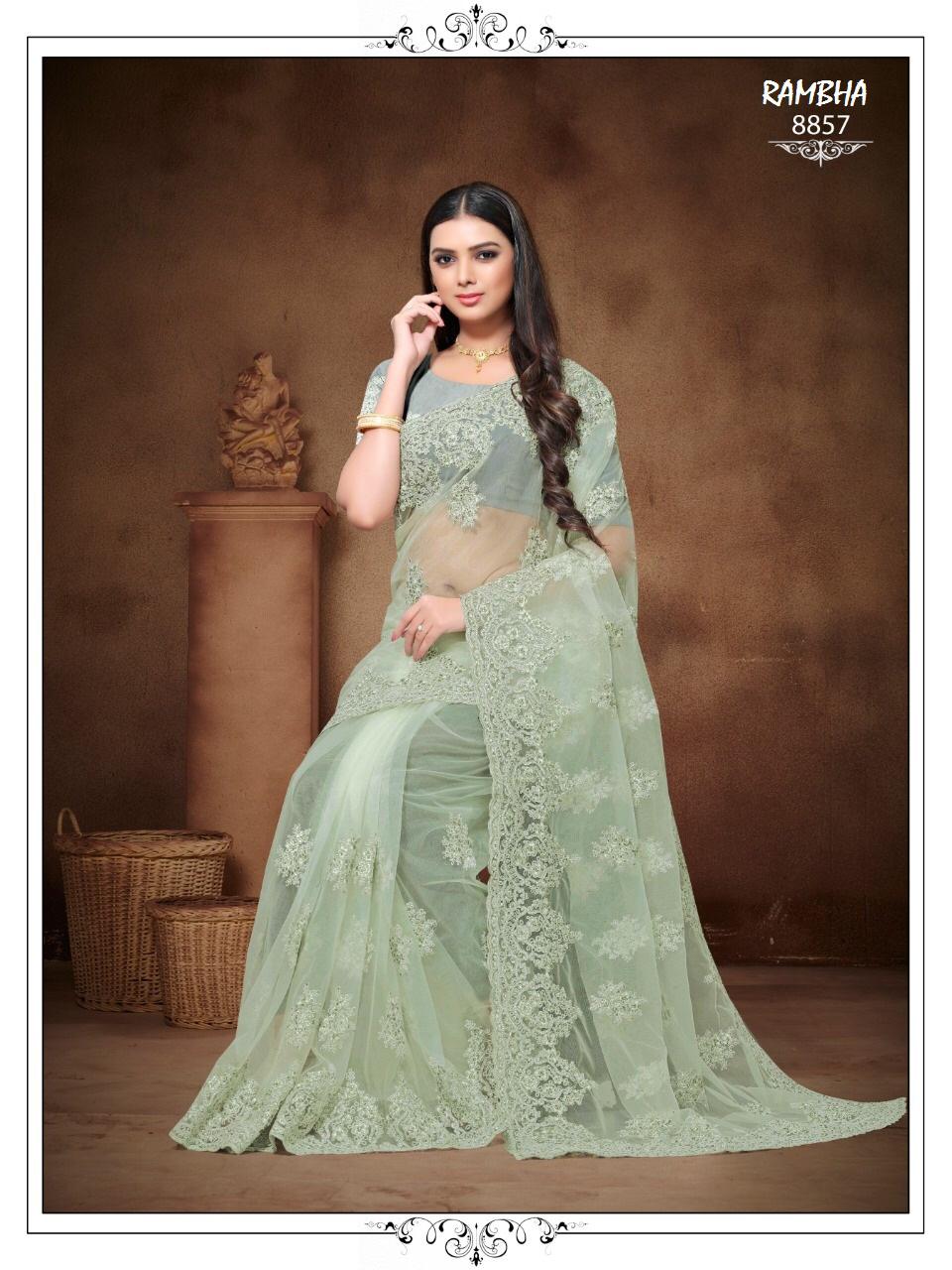 Rambha Present Bridal Net Embroidery Designer Saree Online Shopping