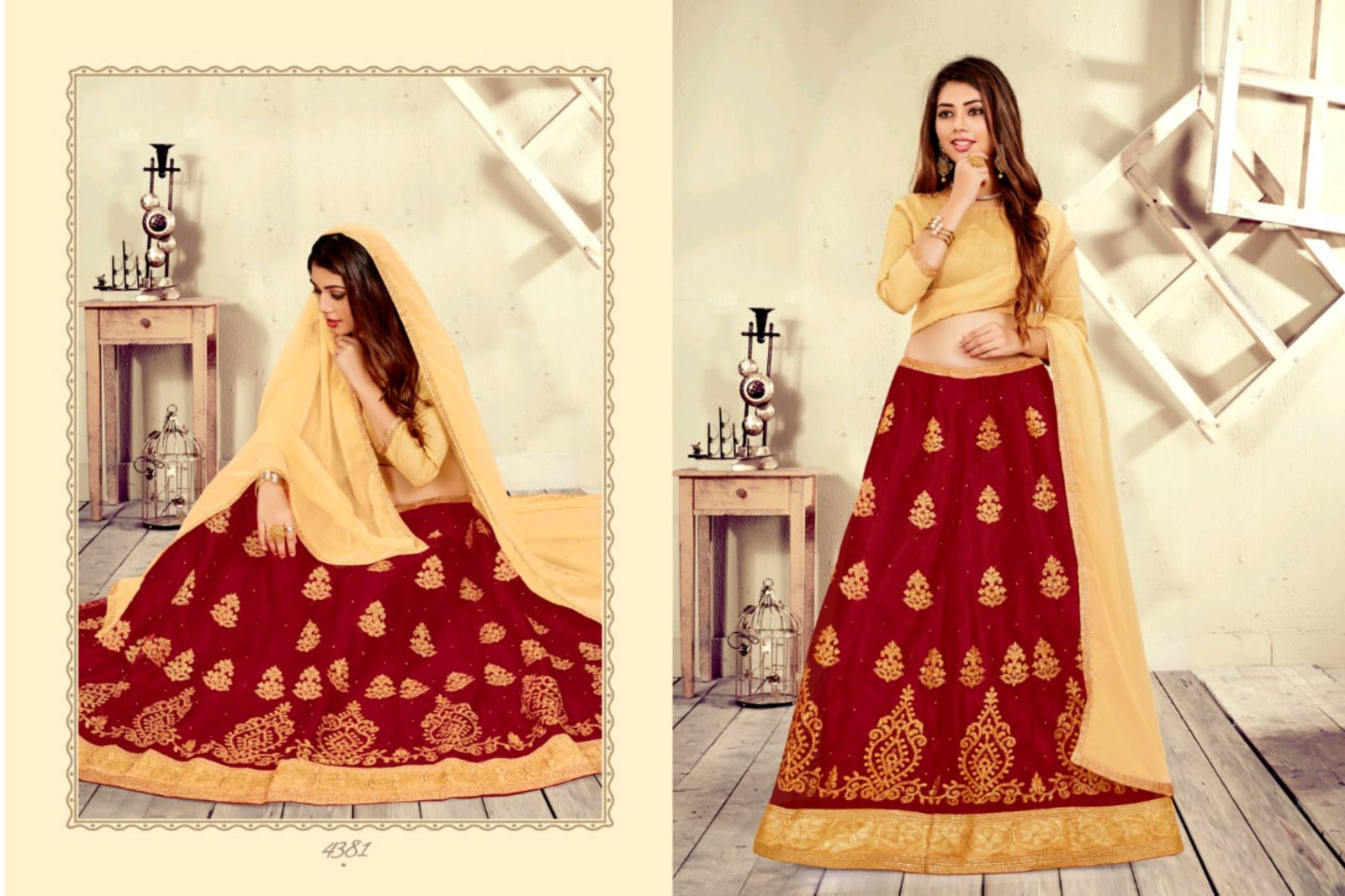 Sanskar Style Bandhan Net Embroidery Lehanga Online Shopping