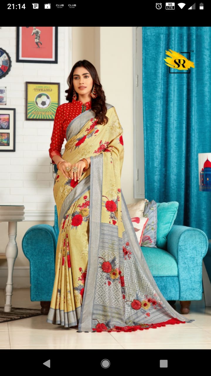 Sr Brands Palash All Time Hits Linen Designer Saree Pick And Choose Saree