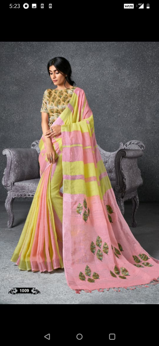 Sr Brands Palash All Time Hits Linen Designer Saree Pick And Choose Saree