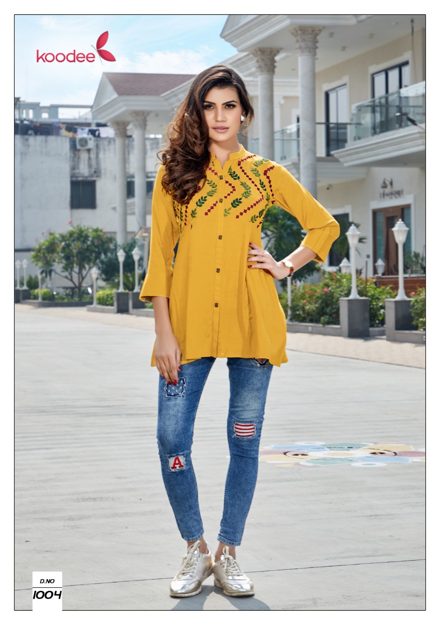 Koodee Videshi Vol 3 Rayon Handwork Short Tops Collection