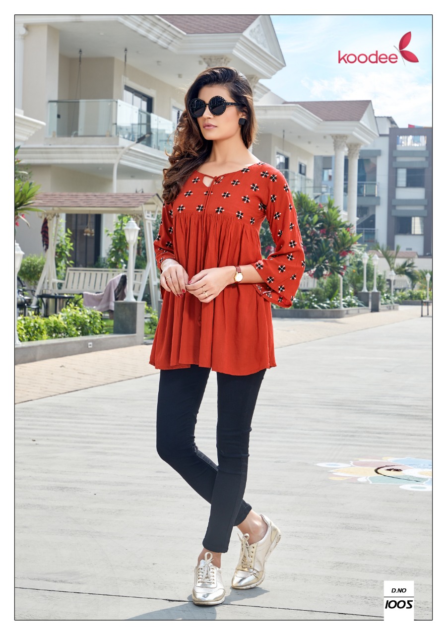 Koodee Videshi Vol 3 Rayon Handwork Short Tops Collection