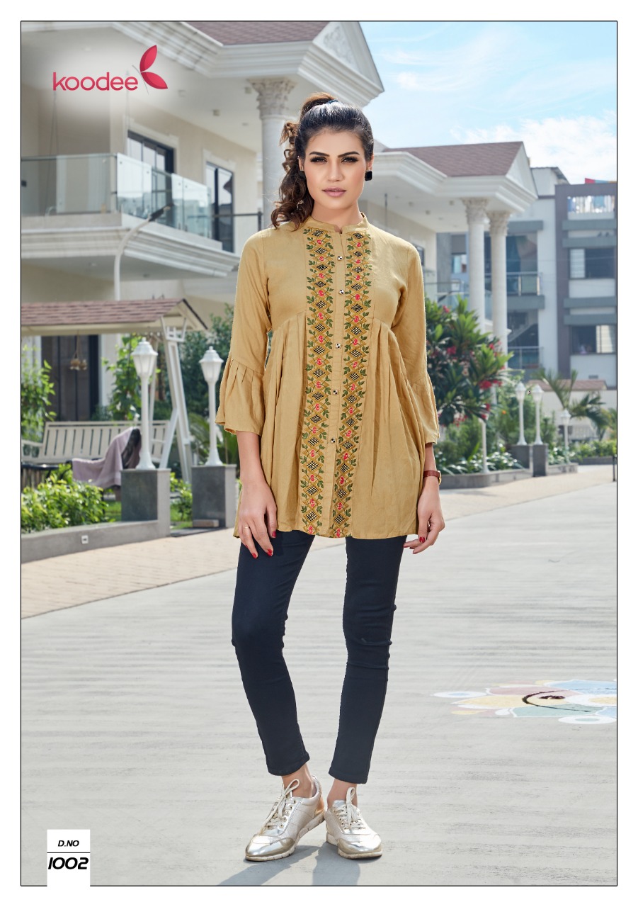 Koodee Videshi Vol 3 Rayon Handwork Short Tops Collection