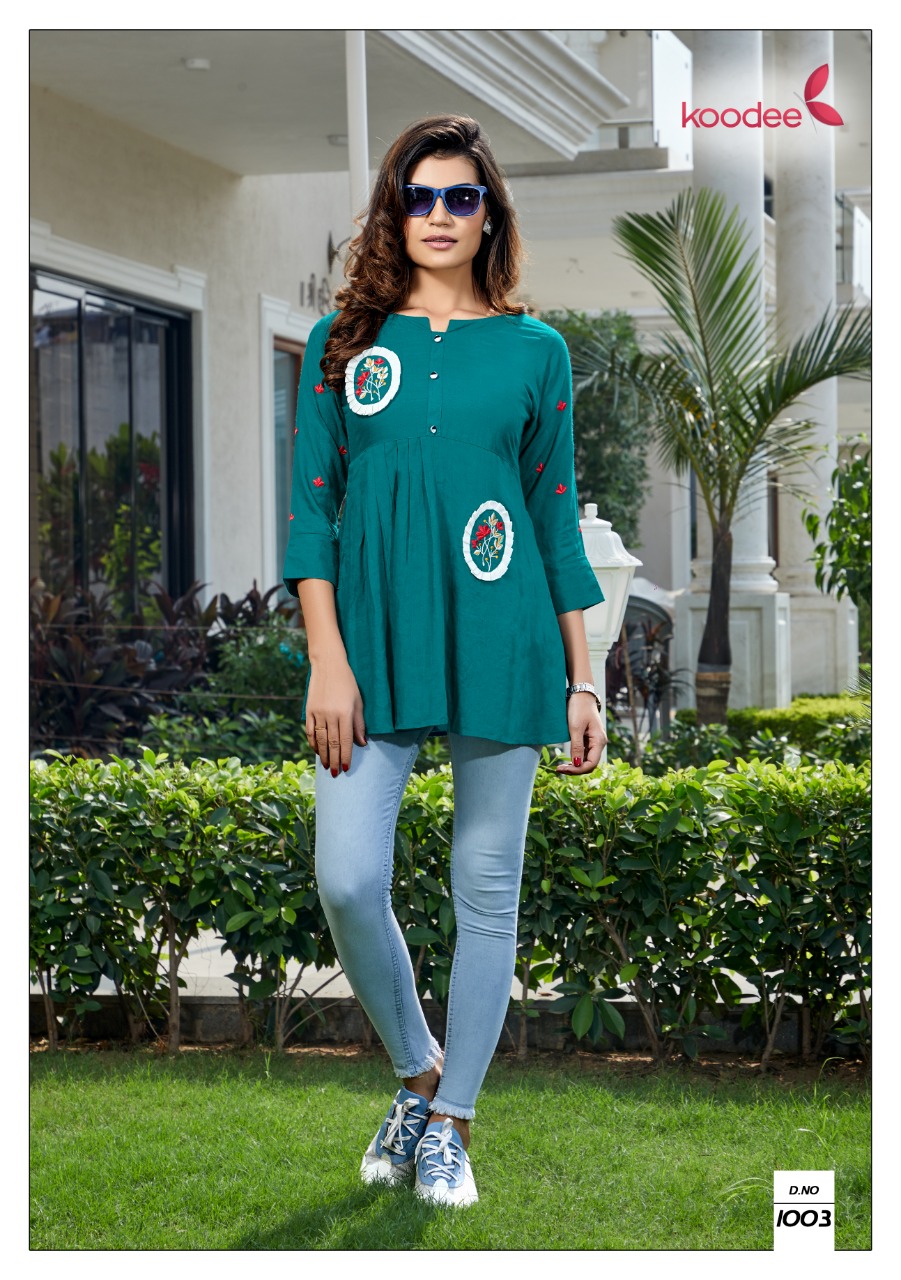 Koodee Videshi Vol 3 Rayon Handwork Short Tops Collection