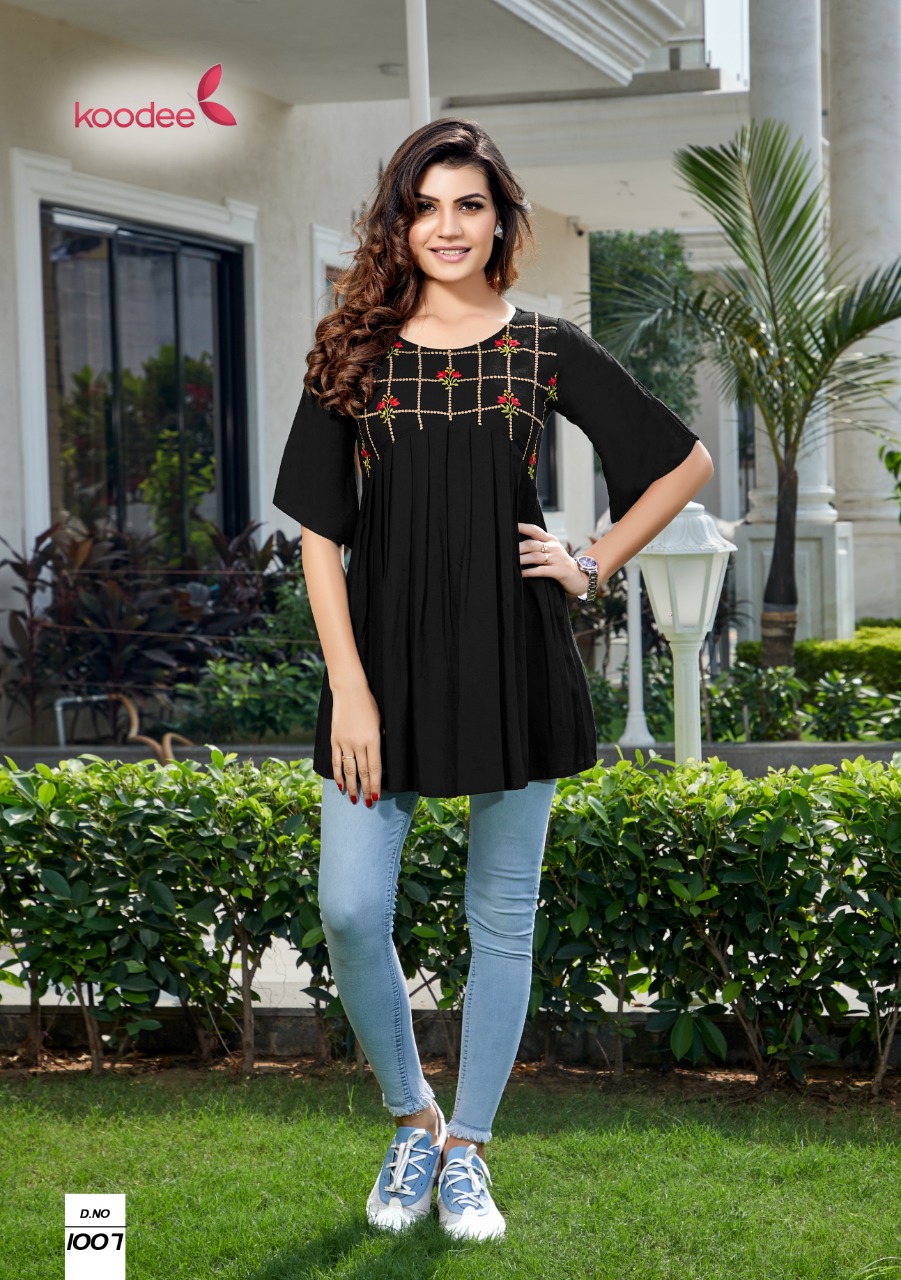 Koodee Videshi Vol 3 Rayon Handwork Short Tops Collection