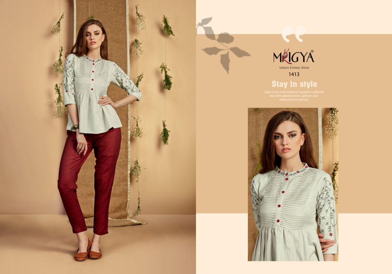 Mrigya Flora Vol 3 Rayon Linen Short Top Collection Buy Best Price
