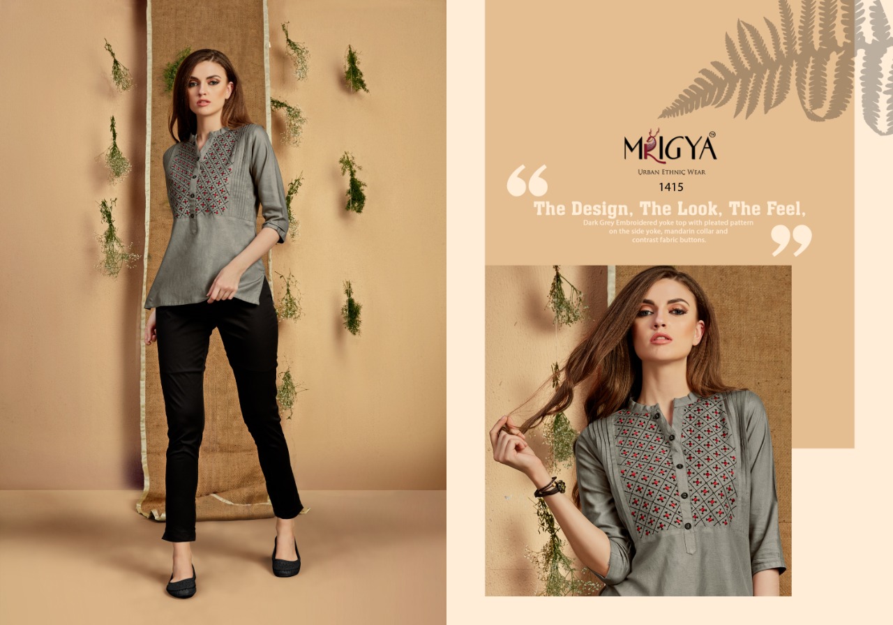 Mrigya Flora Vol 3 Rayon Linen Short Top Collection Buy Best Price