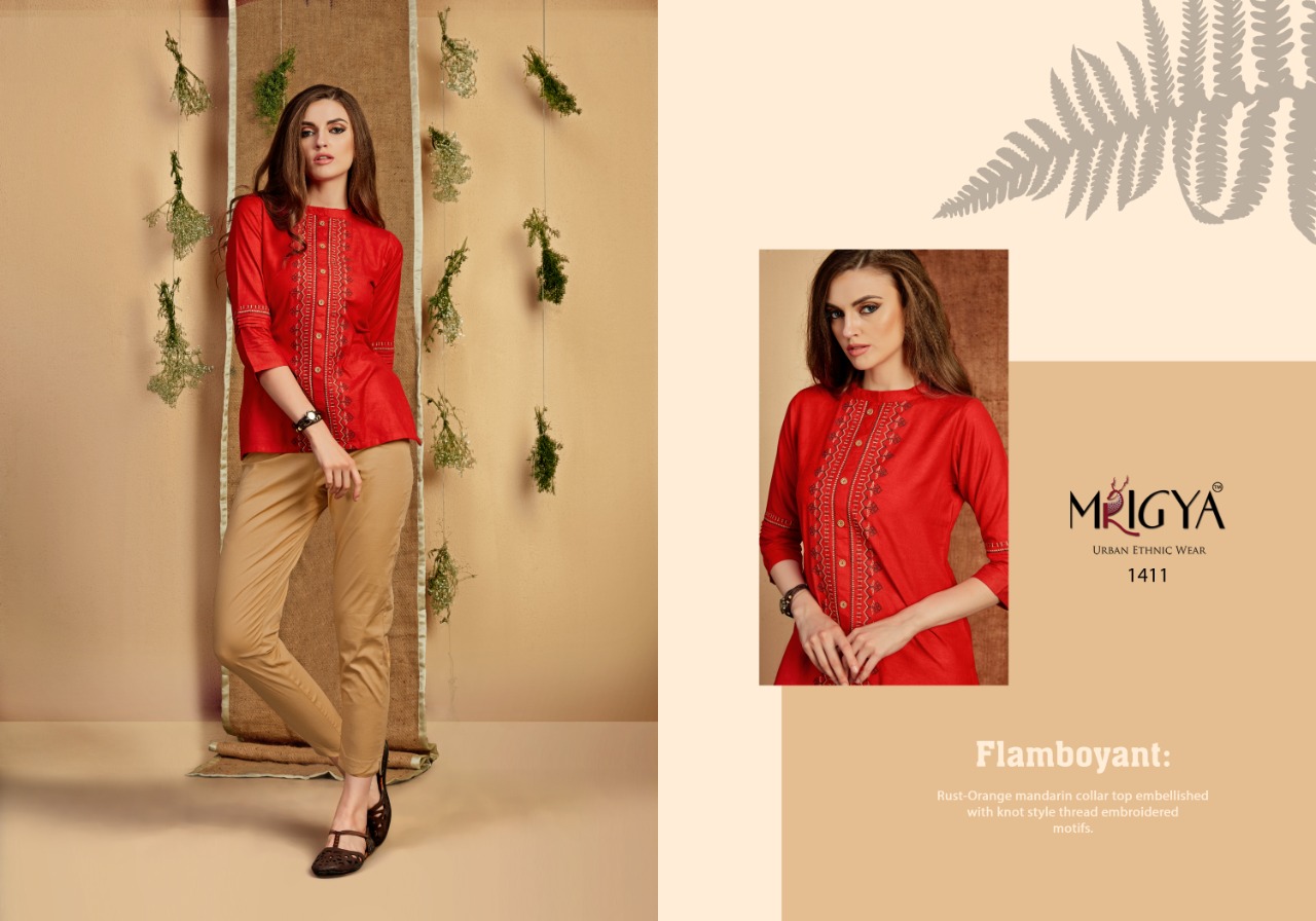 Mrigya Flora Vol 3 Rayon Linen Short Top Collection Buy Best Price