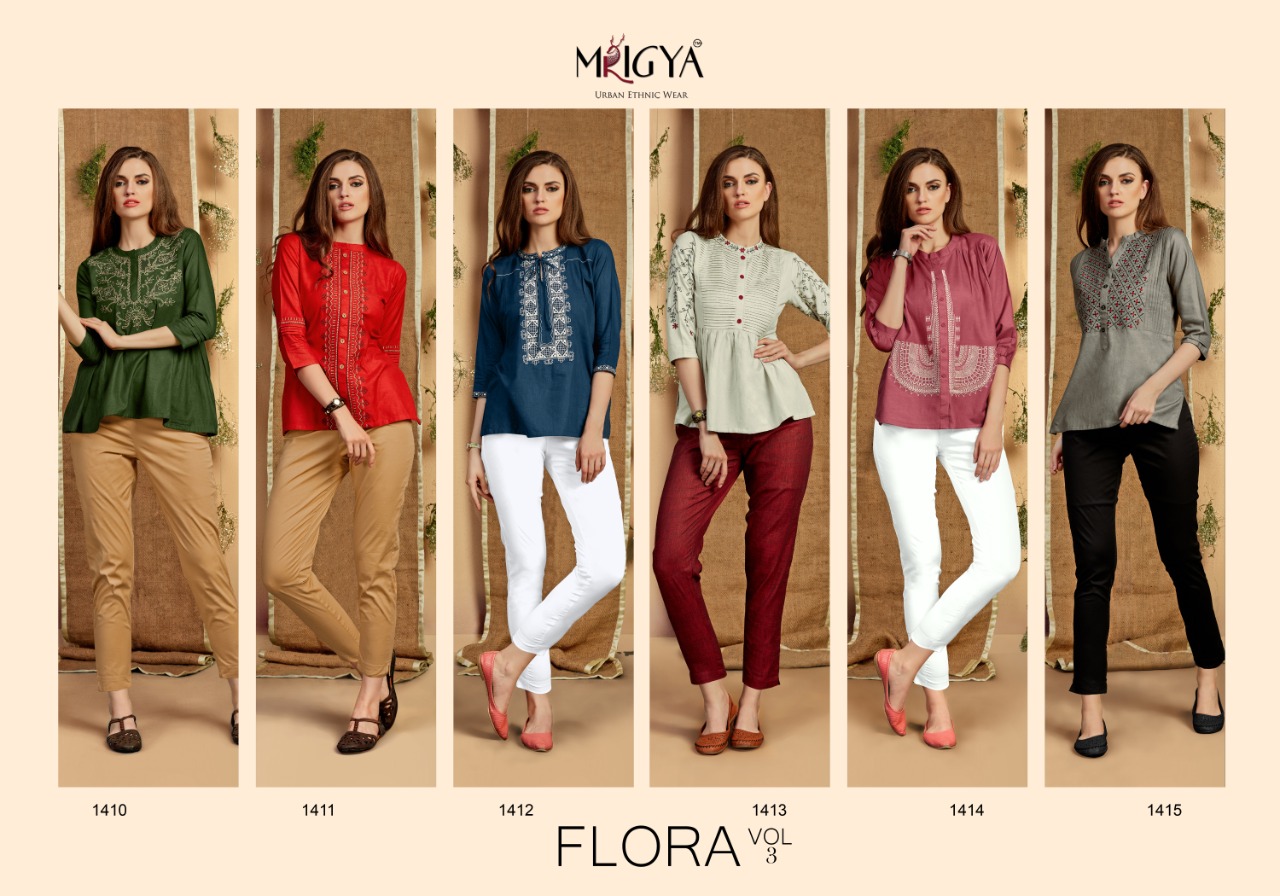 Mrigya Flora Vol 3 Rayon Linen Short Top Collection Buy Best Price